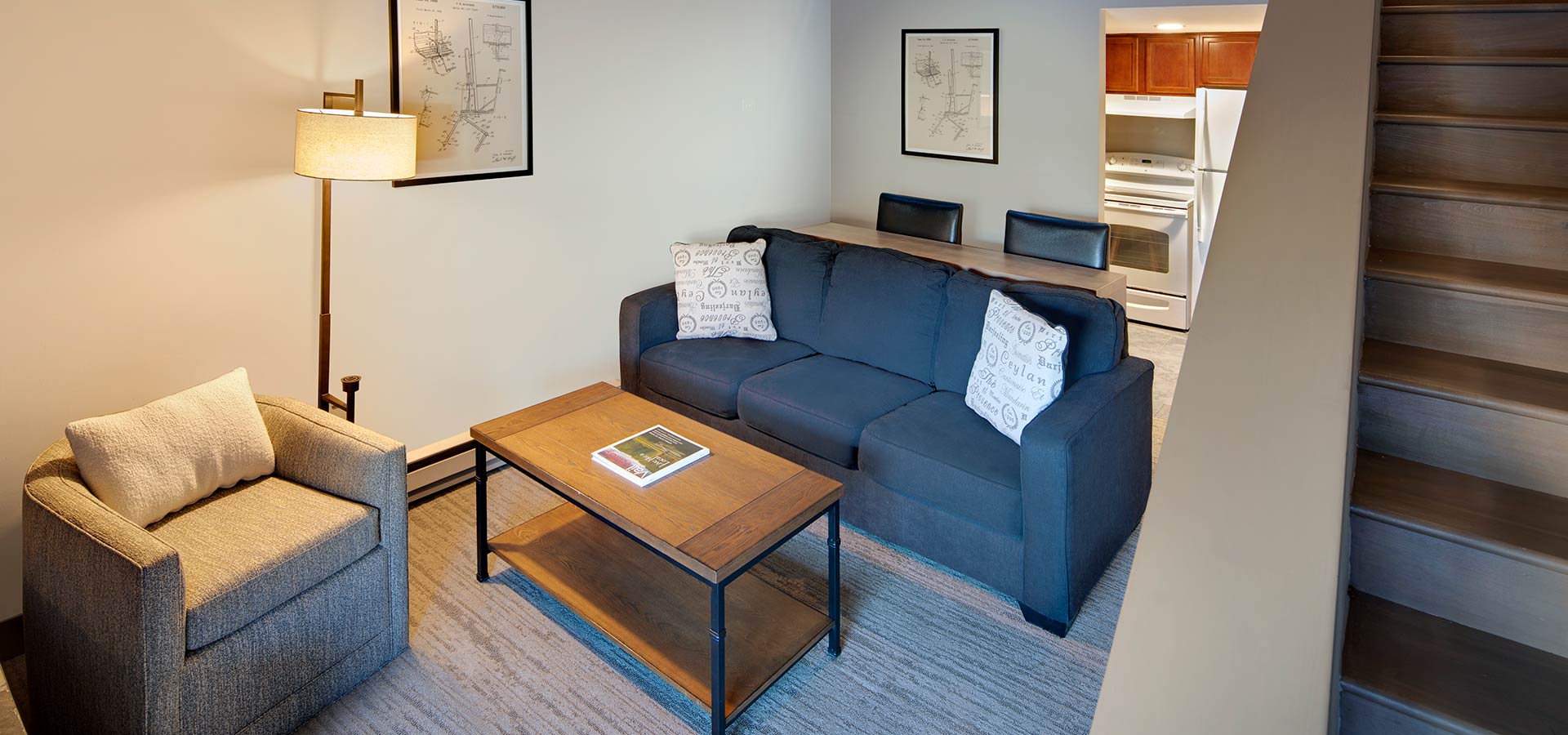 Highline Vail Room Living Room Stairs View